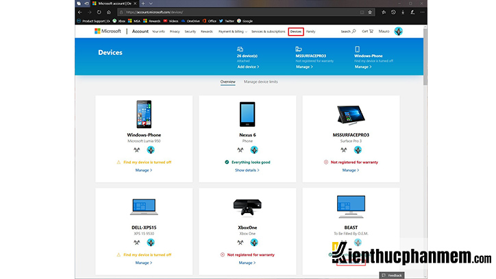 Tại thiết bị muốn khóa màn hình, bạn click vào “Show details” trên website Microsoft