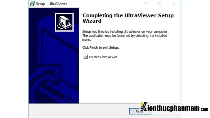 Click chọn Finish để hoàn tất cài Ultraviewer và đóng cửa sổ