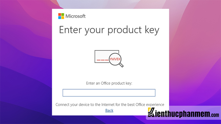 Chọn 1 trong các key kích hoạt Office 2016 để điền vào hộp thoại Enter your product key