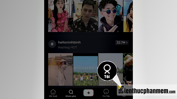 Mở app TikTok và nhấn vào tab Tôi tại giao diện chính của ứng dụng