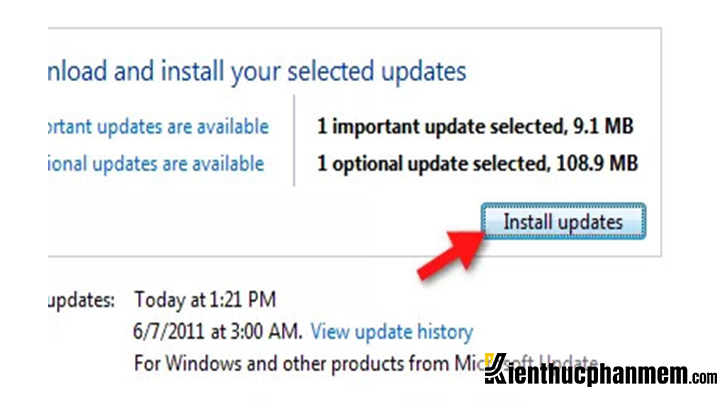 Nhấn vào Install Updates tải về gói ngôn ngữ mới cho Win 7