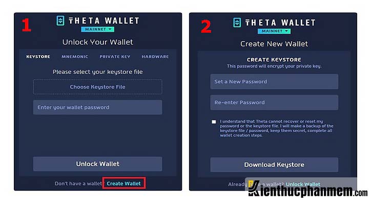 Khởi tạo ví lưu trữ trên Theta Wallet