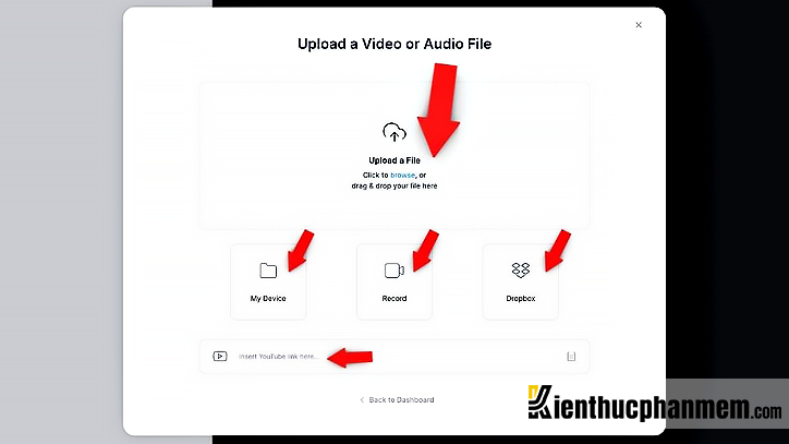 Lựa chọn video cần tách âm với Veed.io