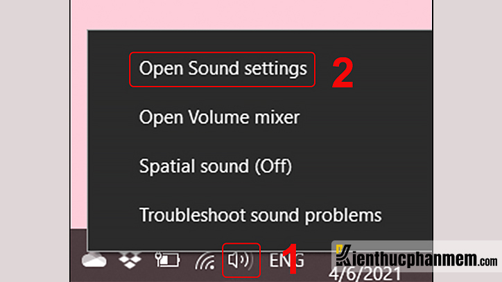 Chọn mục Open Sound settings