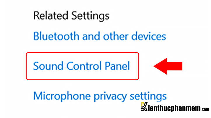 Click vào liên kết Sound Control Panel