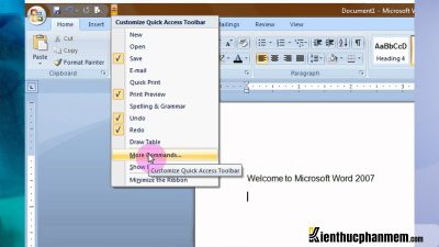 Hướng dẫn giao diện của Word 2007