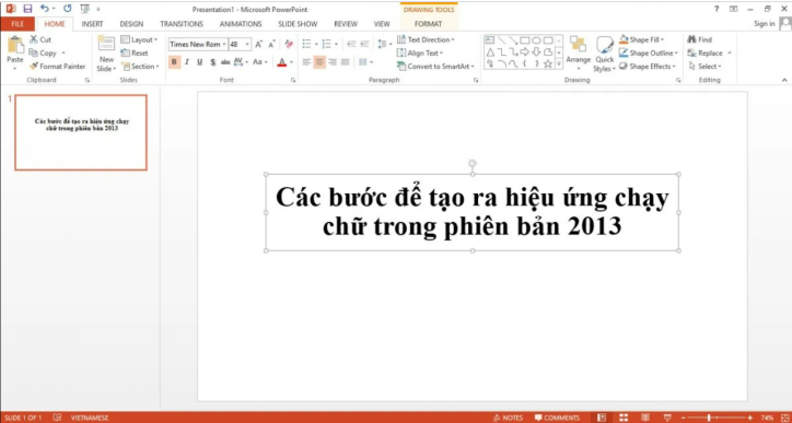 Hướng dẫn cách tạo hiệu ứng chạy chữ trong PowerPoint 2013