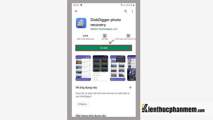 Khôi phục hình ảnh vẫn xóa vĩnh viễn bên trên Android vì thế DiskDigger Photo Recovery