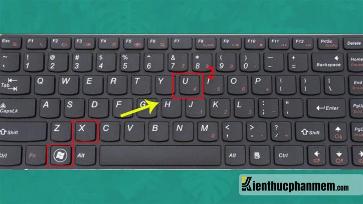 Nhấn tổ hợp phím Windows + X + U + U