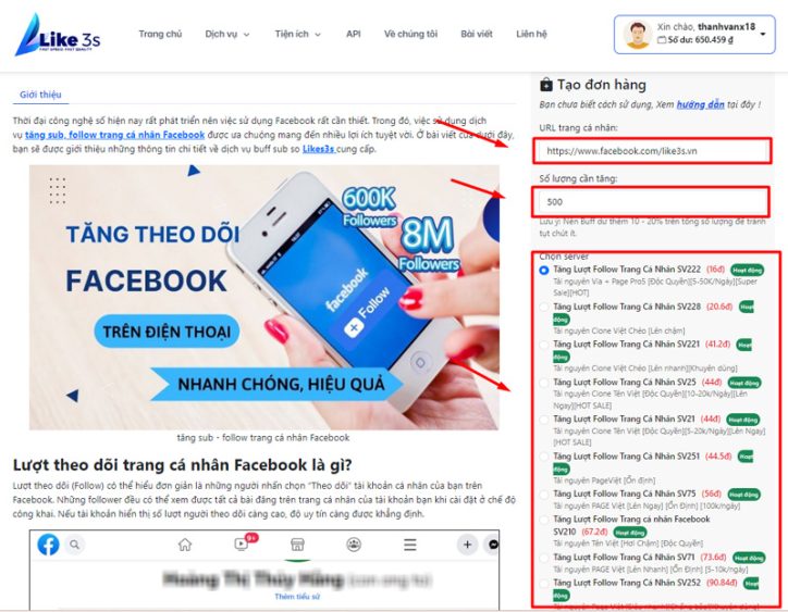 Dịch vụ tăng follow facebook tại like3S