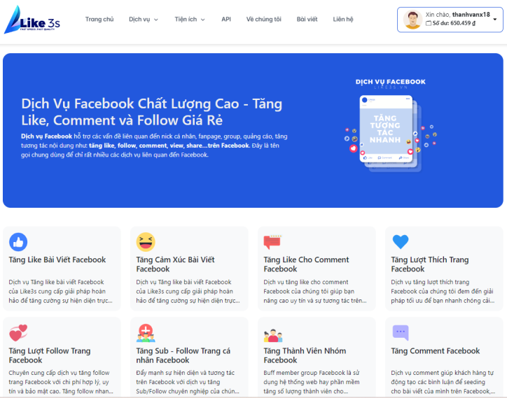 Và để tiến hành tăng Follow Facebook tại hệ thống của Like3s, các bạn tiến hành như sau: (Nếu chưa có tk các bạn cần phải đăng ký trước nhé:https://like3s.vn/) Bước 1: Các bạn vào trang dịch vụ tăng tăng Follow fb của like3s tại đây: Tăng follow facebook Bước 2: Sau đấy các bạn nhập Link của trang Facebook cá nhân mà bạn muốn tăng Follow vào ô ‘’URL trang cá nhân’’ Bước 3: Các bạn nhập số lượng cần tăng và Server của đơn hàng (Server có giá trị càng cao thì tốc độ chạy đơn càng nhanh), dưới đây là 1 số Server nổi bật: ● Tăng lượt theo dõi trang cá nhân SV222: Gói cách buff follow facebook này sử dụng nick clone Việt, có thể tăng từ 50 đến 50.000 lượt follow với giá khoảng 10đ/lượt. Bạn có thể hủy đơn và không hoàn tiền nếu như link không hợp lệ. ● Tăng follow facebook cho trang cá nhân SV228: Đối với SV25 sử dụng tài nguyên clone Việt, có thể tăng từ 50-50.000 lượt follow tương đương giá 20đ/lượt. ● Tăng lượt theo dõi trang cá nhân SV221: Gói hack follow fb này sử dụng tài nguyên page Việt, có thể tăng từ 50 đến 50k lượt follow với giá 40k/lượt. Đơn vị sẽ hỗ trợ hủy đơn và không hoàn tiền với các link không hợp lệ. Bước 4: Các bạn kéo tiếp xuống dưới để xác nhận và ‘’Thanh toán’’ nhé Mua lượt tăng follow fb tại Like3s.vn không chỉ mang đến lượng theo dõi ổn định mà còn giúp tăng sự tin tưởng cho người mới. Khi kết hợp với những chiến lược marketing thông minh, người dùng hoàn toàn có thể thu hút lượng khách hàng tiềm năng từ các nguồn khác nhau để phát triển fanpage theo hướng bền vững. 